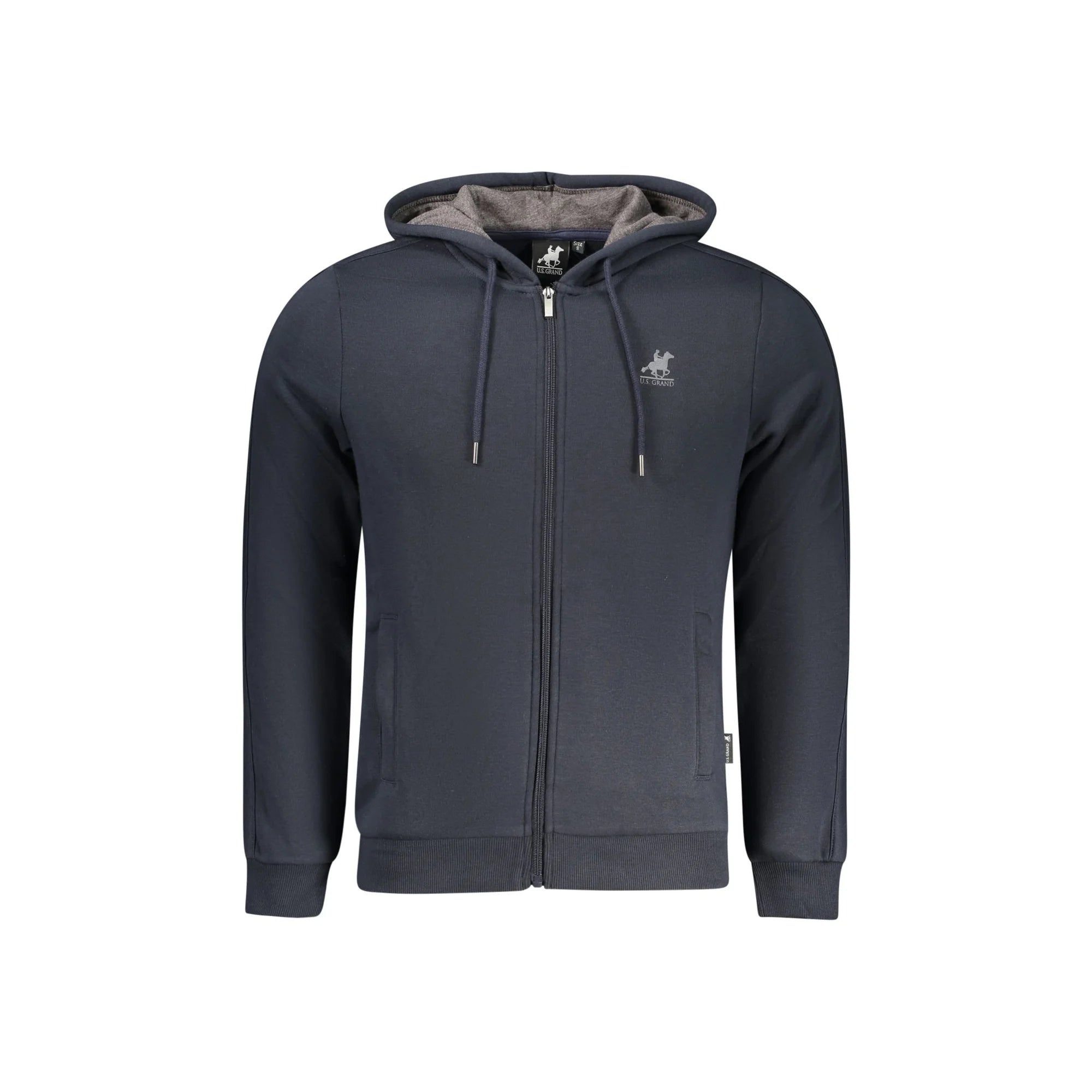 U.S. Grand Felpa Uomo Blu con Cappuccio Zip Felpata Tasche Logo Felpe - foto prodotto